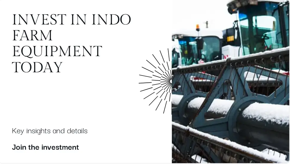 Infographic showcasing Indo Farm Equipment IPO details, including IPO dates, price band, issue size, objectives, and financial highlights for investors."