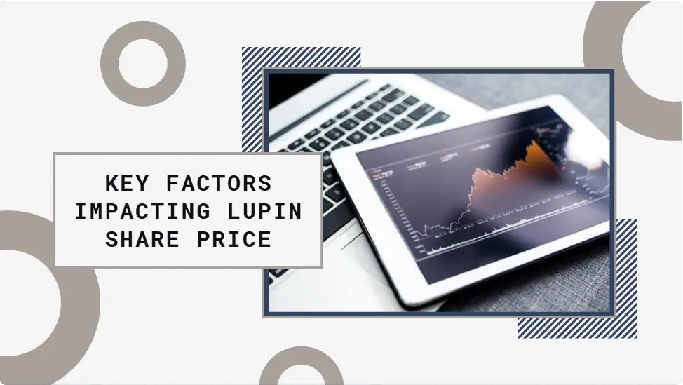 Stock market chart showing Lupin share trends with icons of economic factors, industry analysis, and investment strategies for better decision-making.