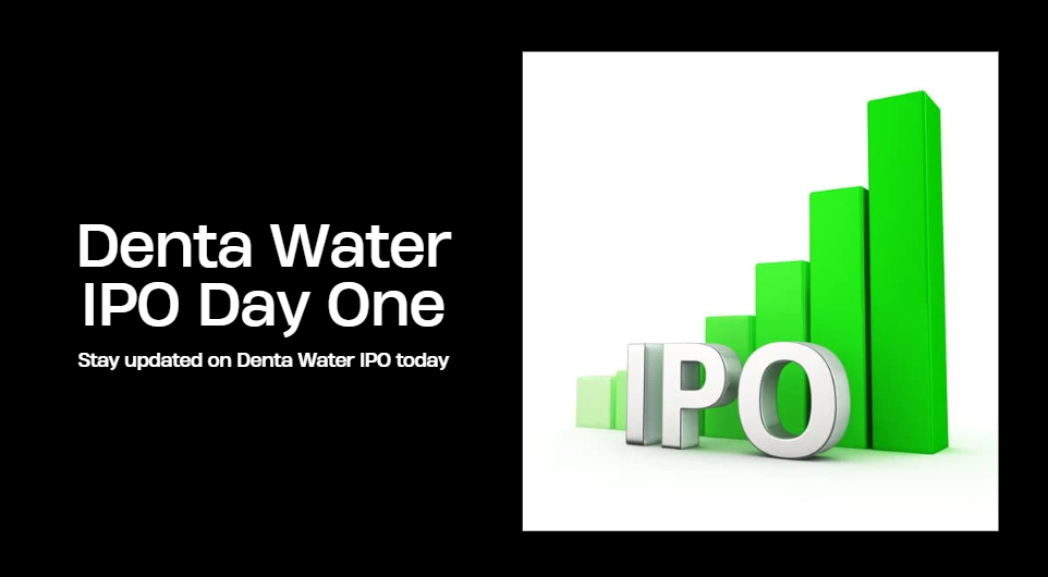 "Graph showing Denta Water IPO Day 1 subscription status and GMP trends, highlighting investor enthusiasm and market activity in the infrastructure sector."