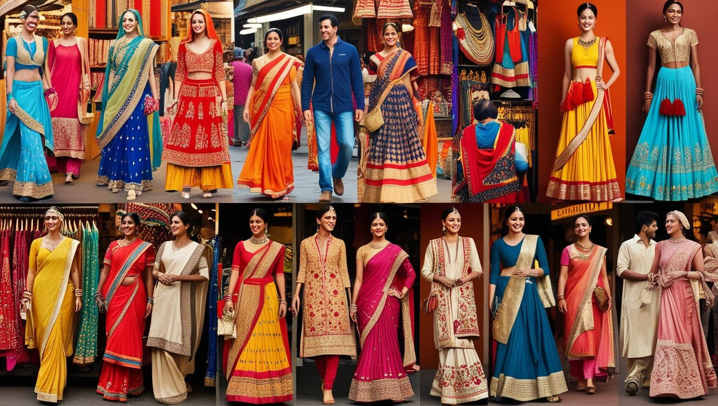 Placeholder image showing diverse Indian fashion styles or market scene