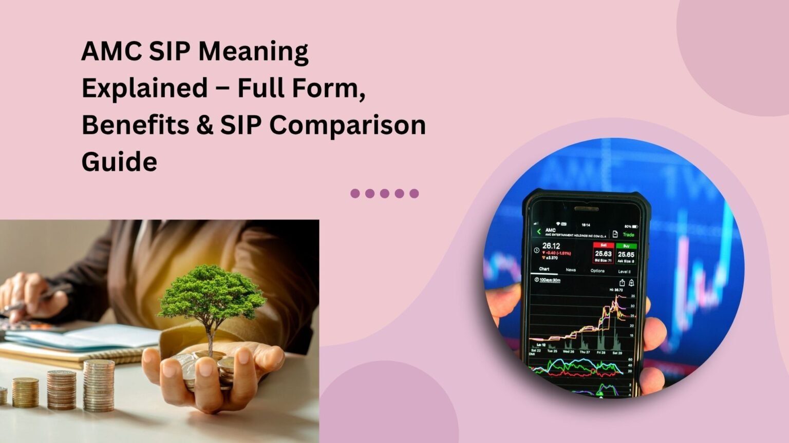 Illustration showing the concept of AMC SIP meaning, full form, and a comparison between AMC SIP and regular SIP in mutual funds.