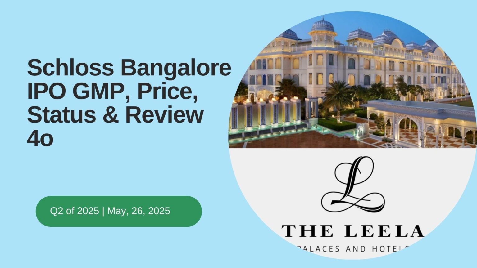 all details with visualization Schloss Bangalore IPO GMP Today: Price, Subscription Status, Review & Listing Gain Outlook